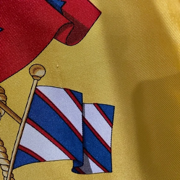 Burberry Rare Nova Check Flag Yellow 100% Silk Scarf - Picture 4 of 6